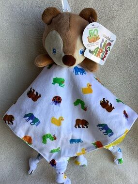 World of Eric Carle Plush Brown Bear Lovey Security Blanket Knotted Corners